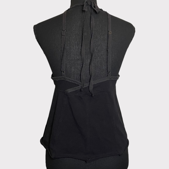 We The Free - Tie Halter Tank with Buttons - Washed Black - Size S - Picture 3 of 6